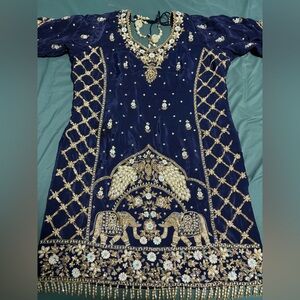 Royal Blue Embroidered Sharara Set – Heavy Bridal & Wedding Wear